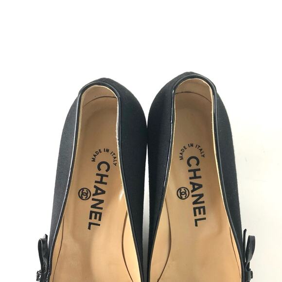 Chanel Retro Vintage Lagerfeld CC Bow Kitten Heel Pointed Toe Cap Toe Pumps 38 - Picture 4 of 11